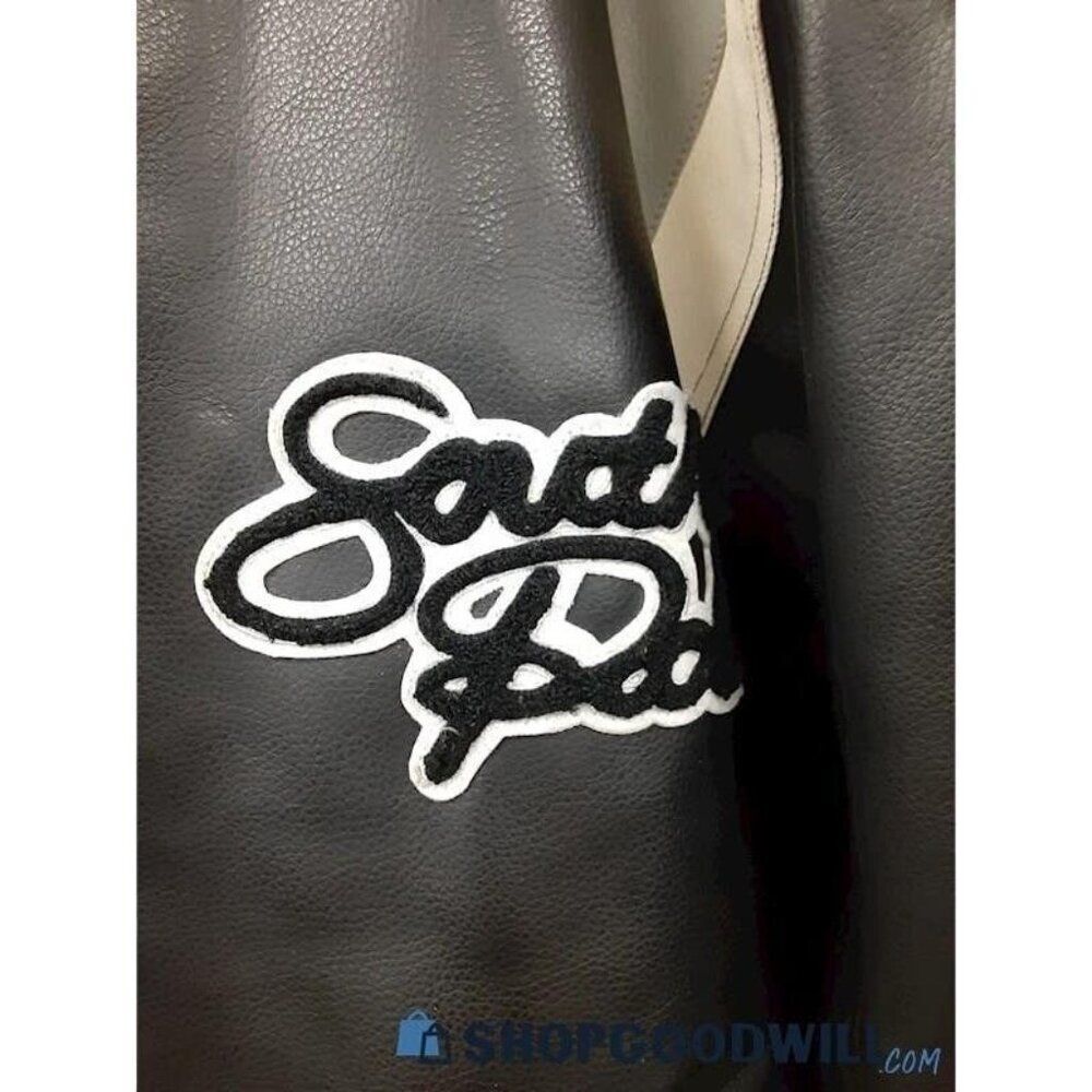 Southpole Varsity Bomber Jacket Mens XL Black Excellent Faux Leather Streetwear - Picture 9 of 12